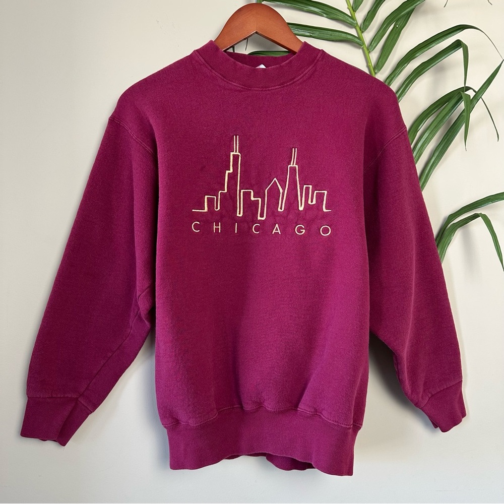 Vintage Maroon Chicago Embroidered Crewneck